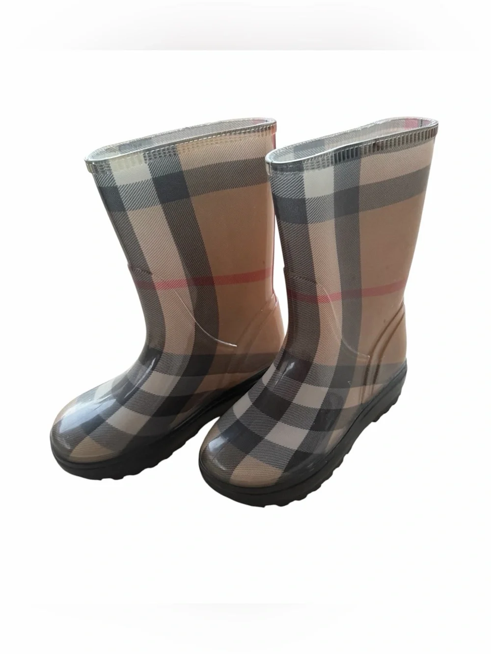 Burberry Kids Plaid Rainboots Equestrian Casual Luxury Size 9/10 U.S.; EU 27/28